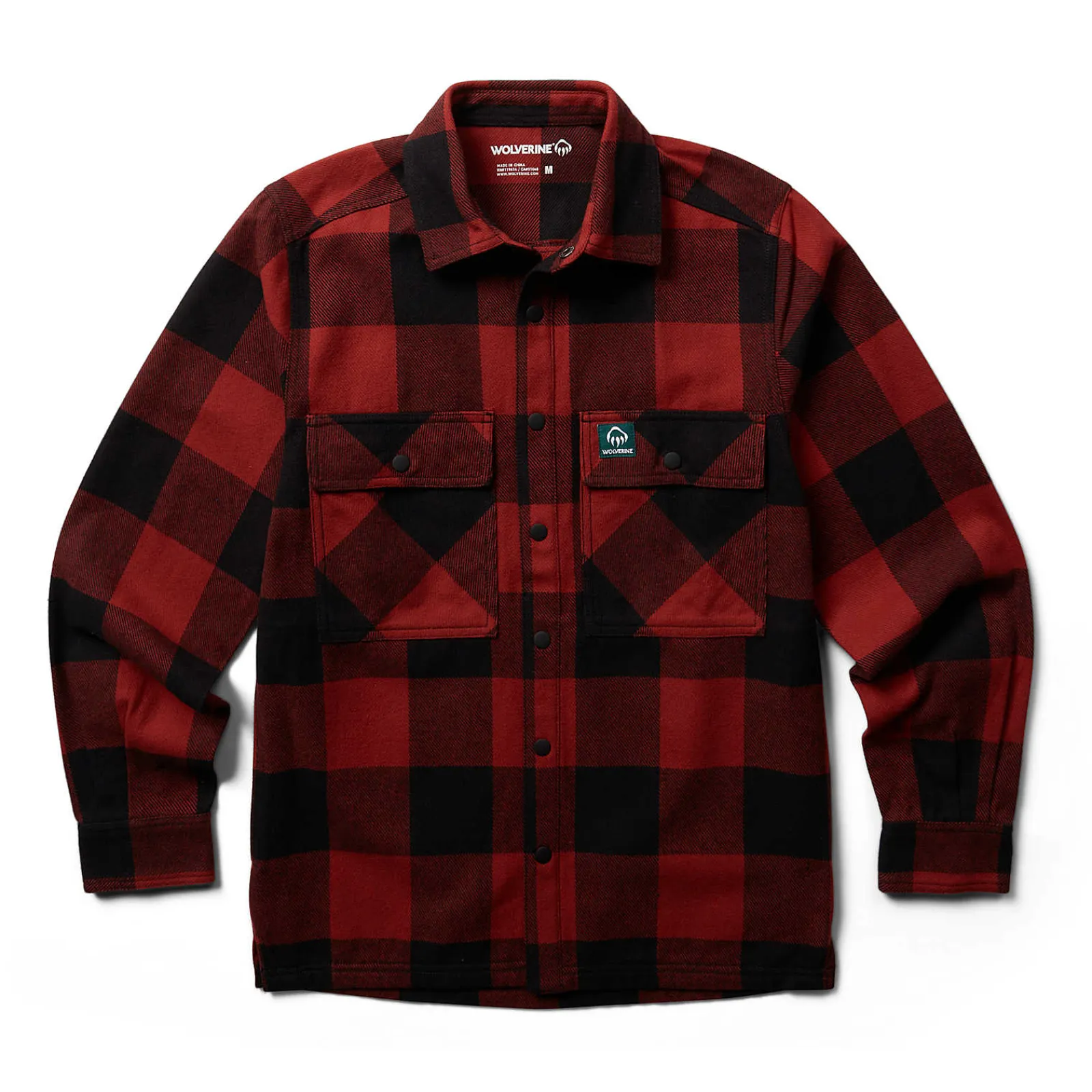 Wolverine Forge Flannel Overshirt Dark Red Plaid Outlet