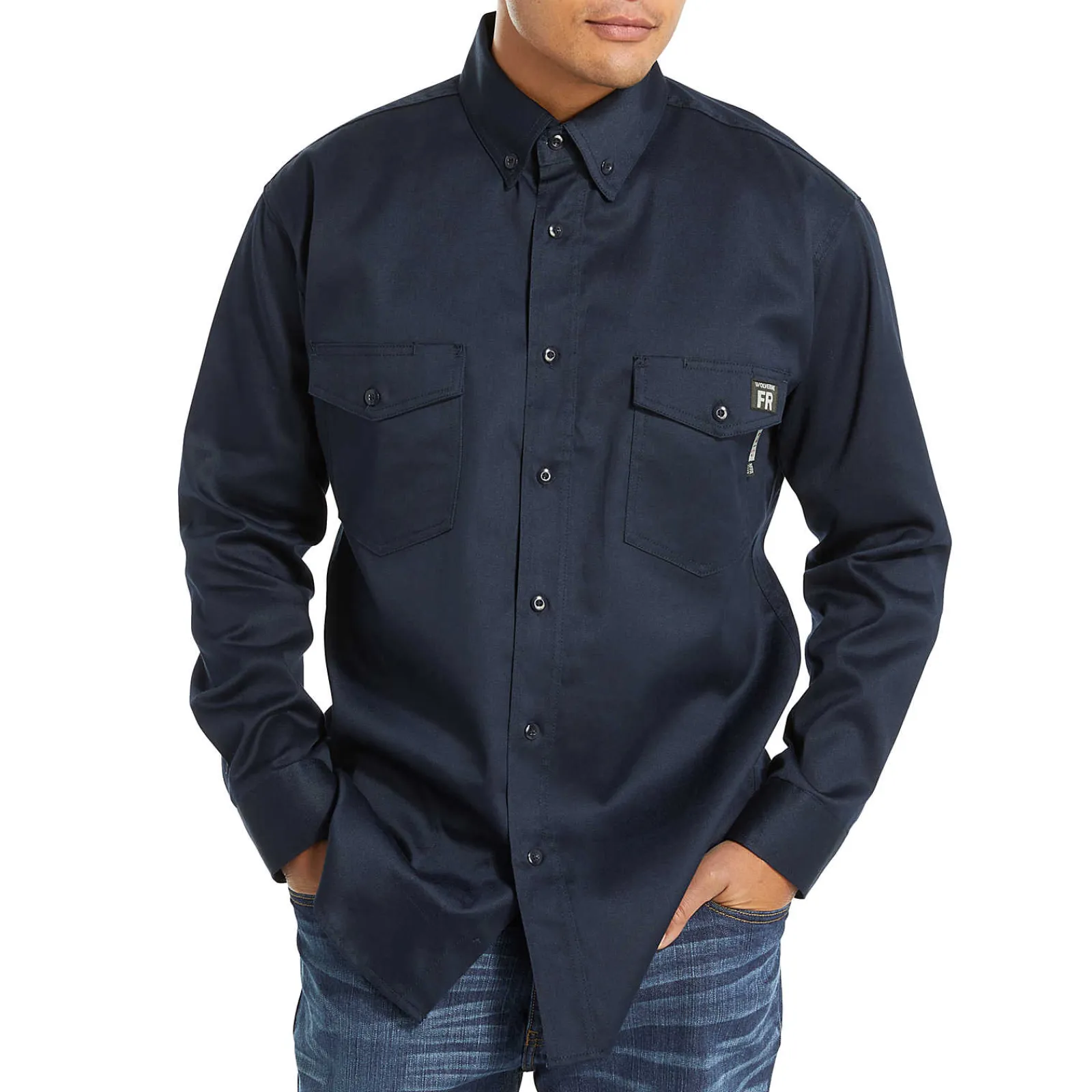 Wolverine FR Twill Long Sleeve Shirt Navy Best