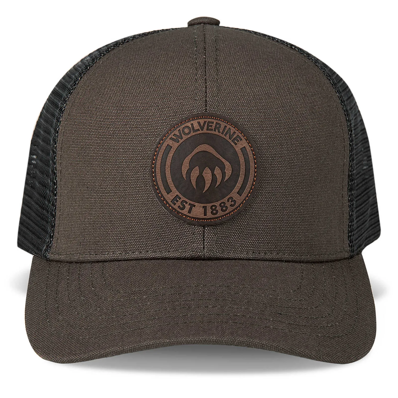 Wolverine 1883 Leather Patch Trucker Cap Black Olive Cheap