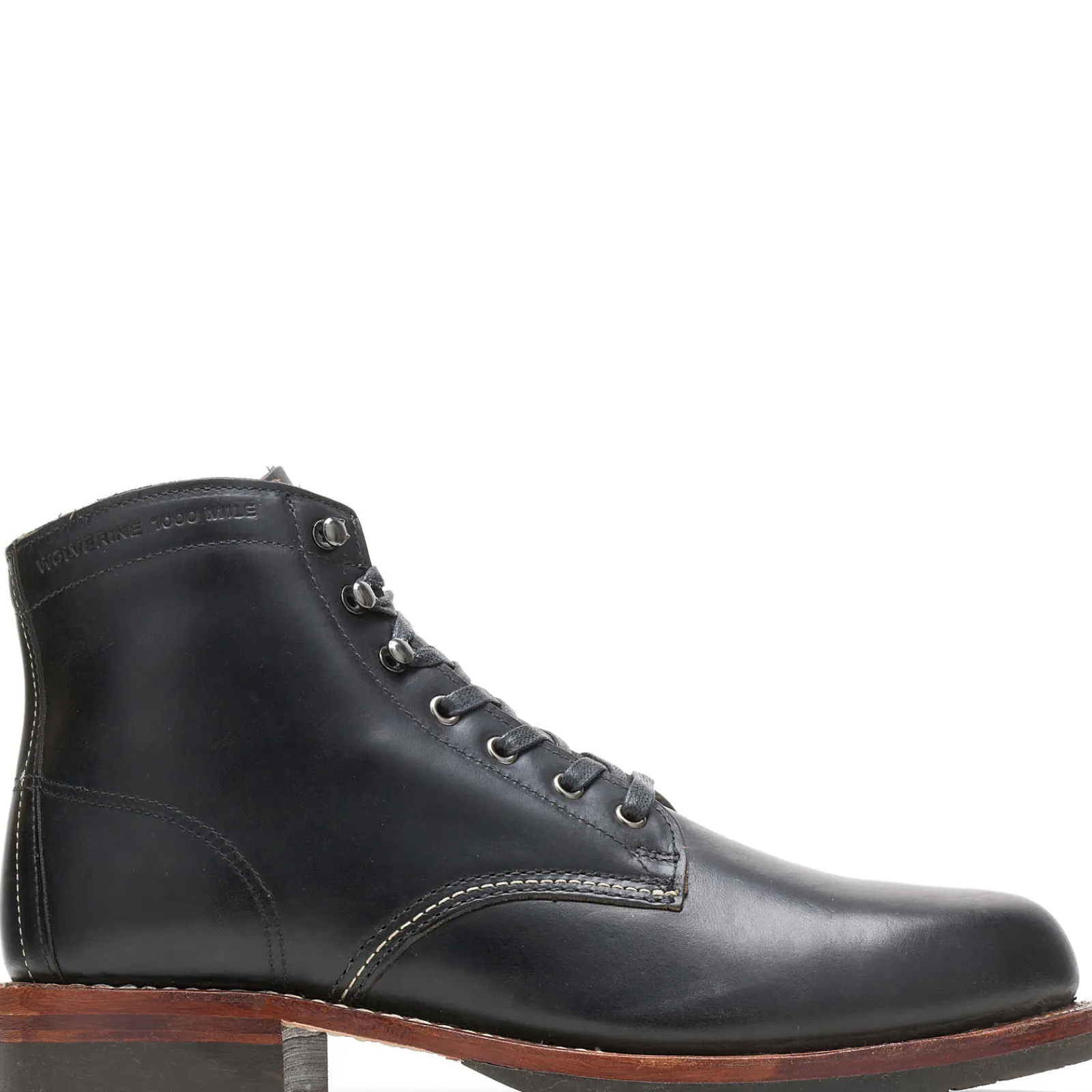 Wolverine 1000 Mile Plain-Toe Classic Boot Black Leather Fashion