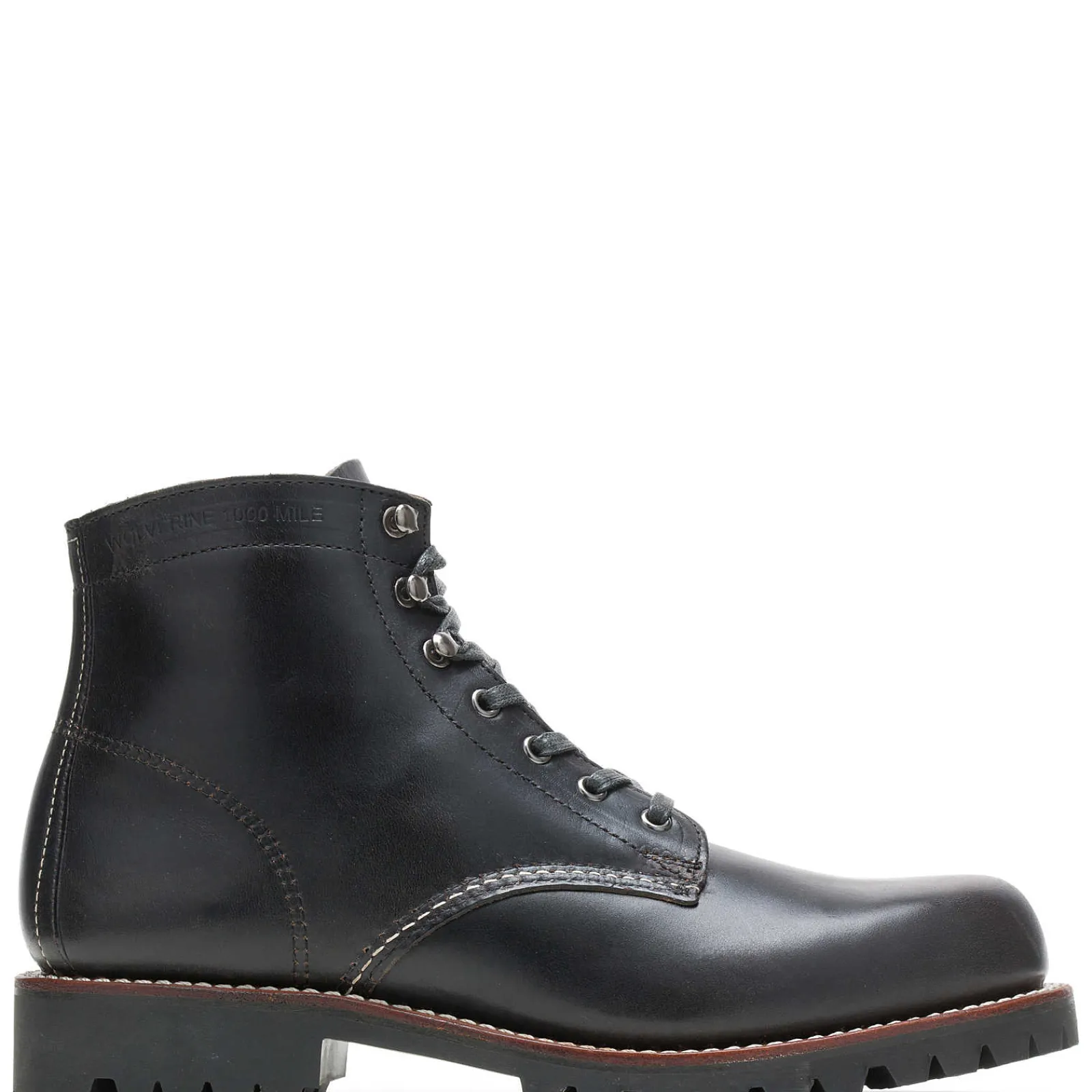 Wolverine 1000 Mile Plain-Toe Rugged Boot Black Fashion