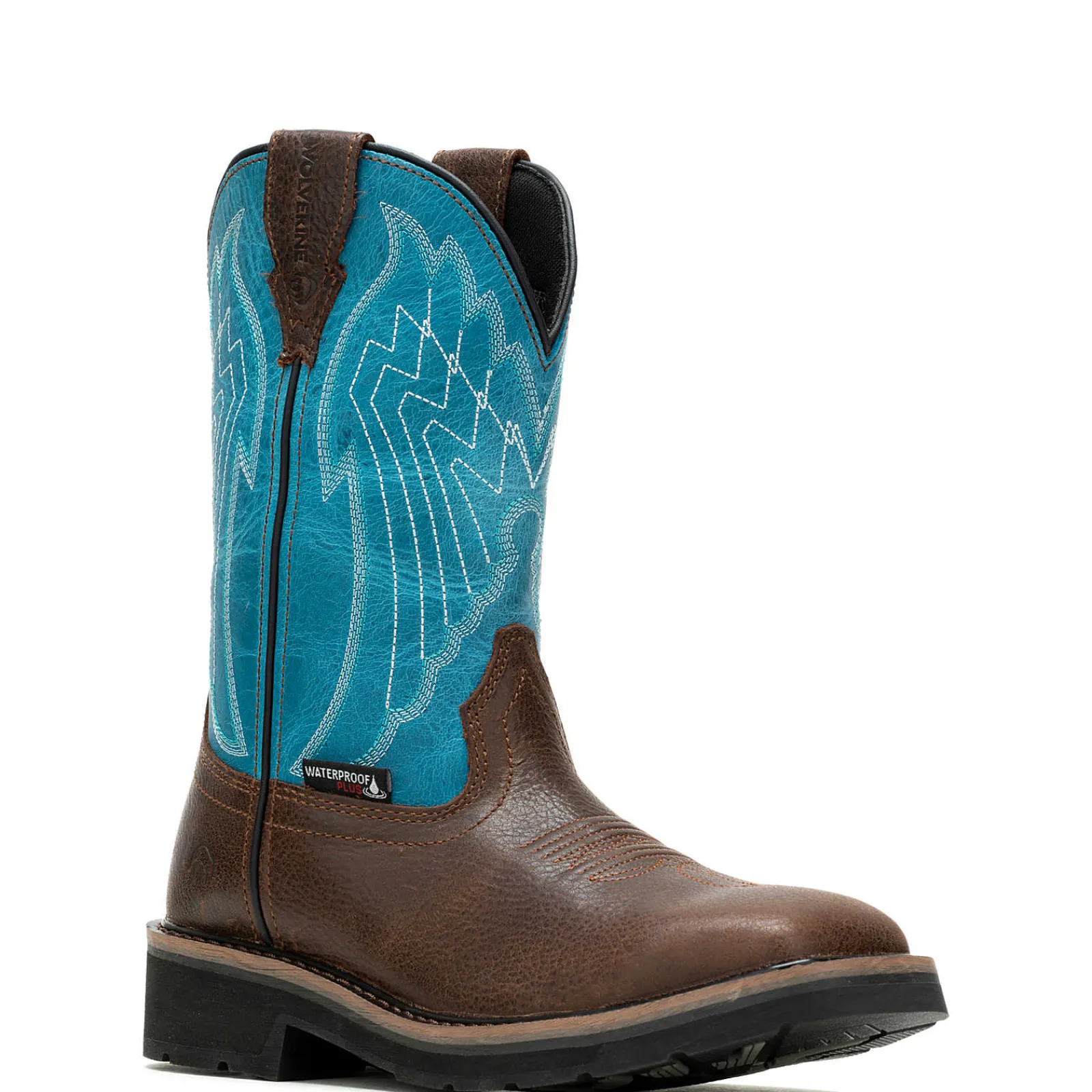 Wolverine Rancher Eagle Waterproof Steel-Toe Wellington Work Boot Brown/Teal Shop