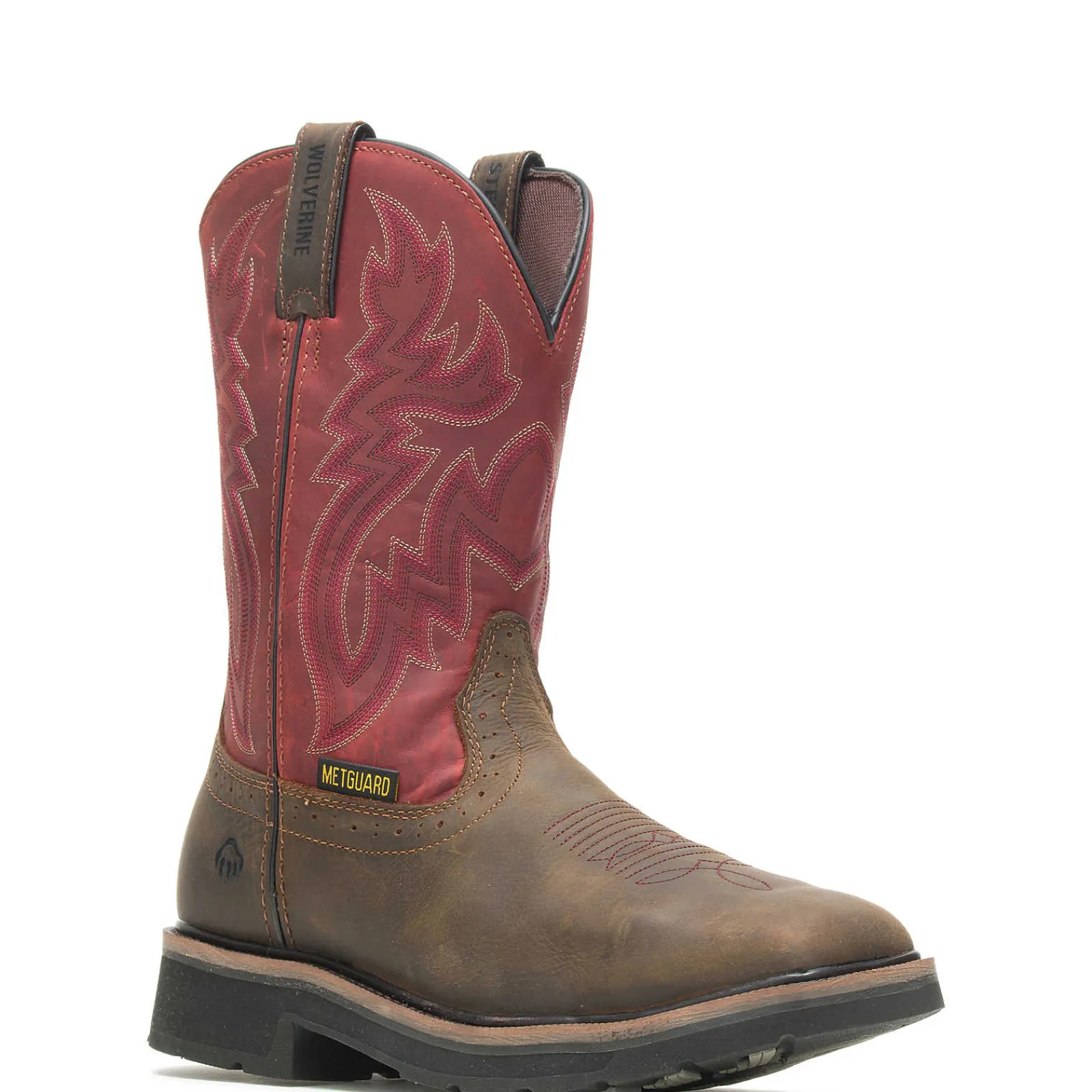 Wolverine Rancher Met Guard Steel-Toe Wellington Brown/Red Cheap