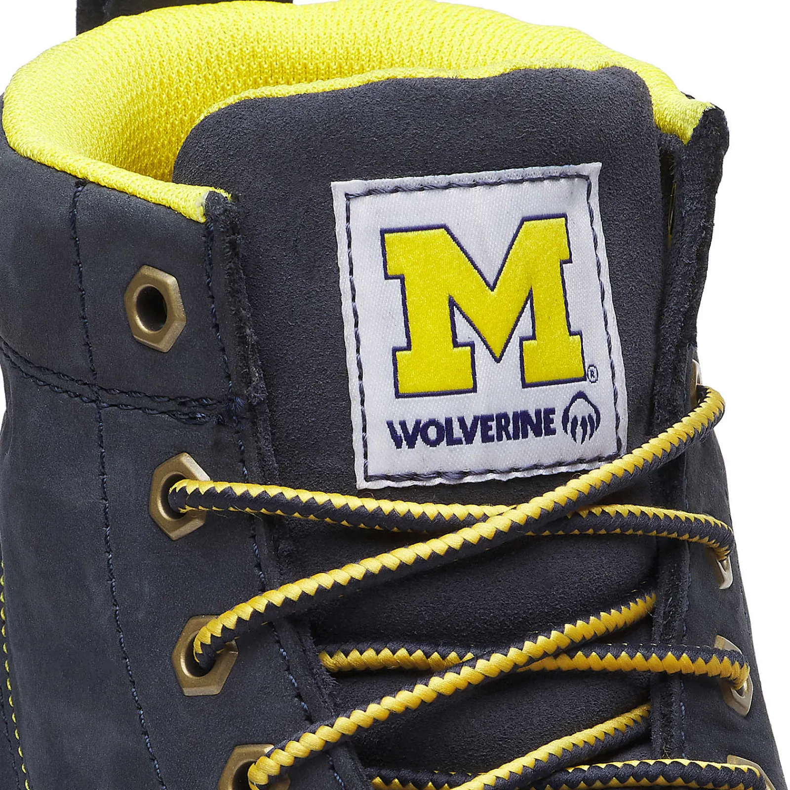 Wolverine X Valiant University Of Michigan Floorhand Moc Toe Work Boot Navy Sale