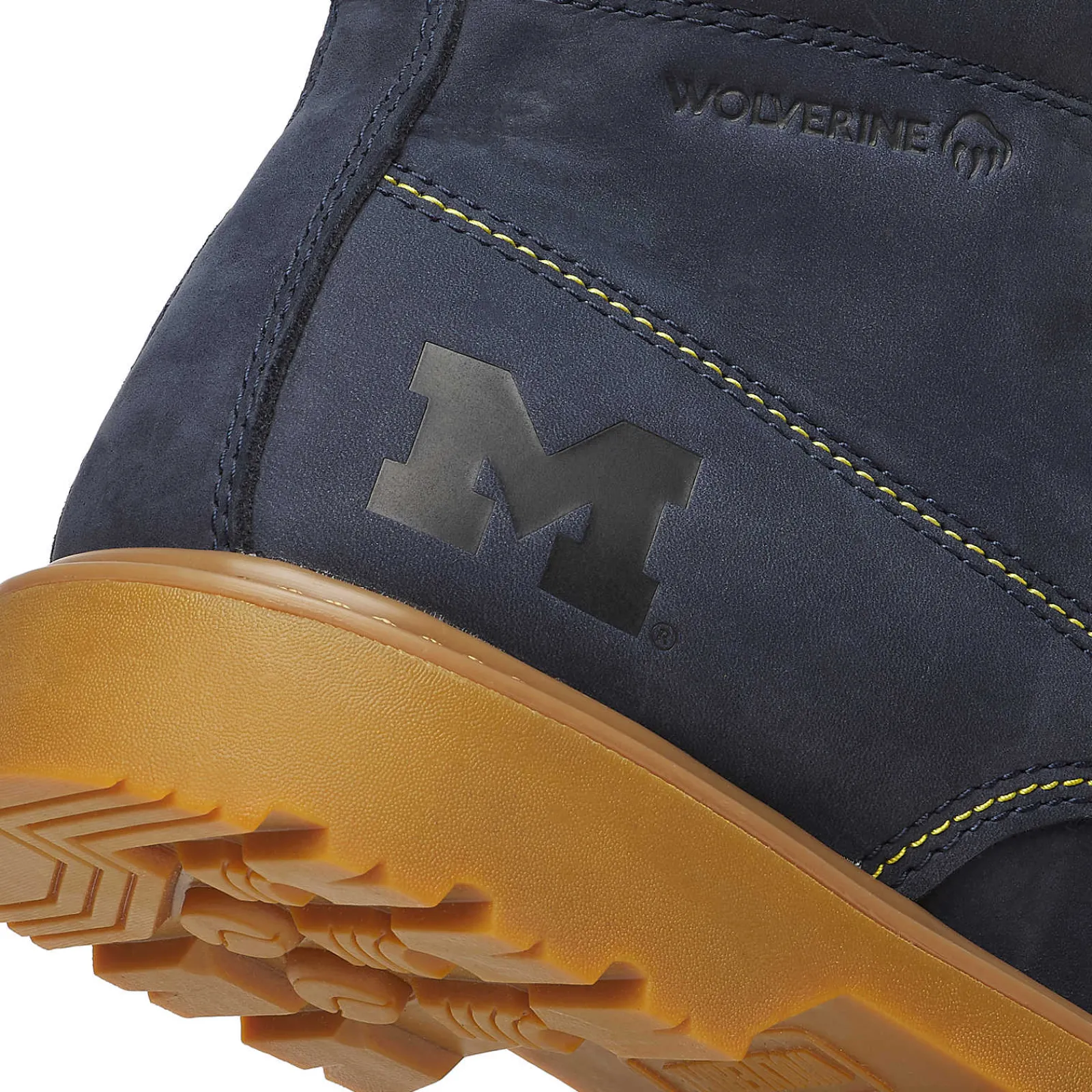 Wolverine X Valiant University Of Michigan Floorhand Moc Toe Work Boot Navy Sale