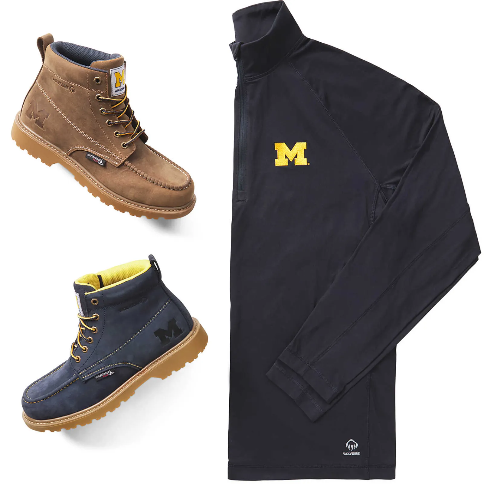 Wolverine X Valiant University Of Michigan Sun-Stop Eco Half Zip Dark Navy Hot